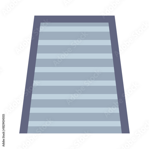 Flat vector illustration of a grey and blue escalator or moving staircase, isolated on a white background.
