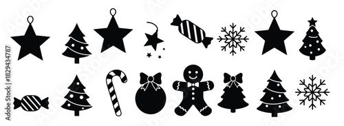 collection of festive christmas icons and ornaments