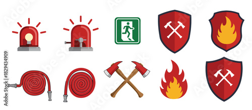 collection of firefighter and emergency service icons 