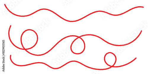 A looping red thread line representing stitching movement, ideal for tailoring themes, sewing blogs, needlework banners, and craft-related design materials.