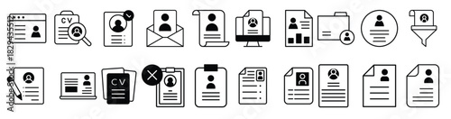 cv icon vector set resume illustration sign collection