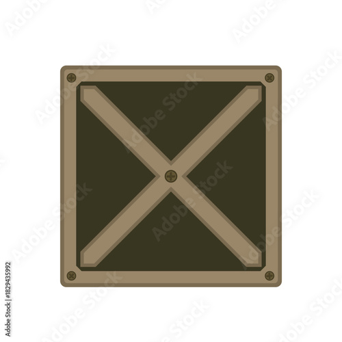 Top-down view of a sealed wooden shipping crate or military supply box isolated on a white background.