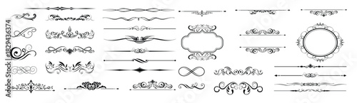 collection of vintage calligraphic borders and ornate dividers