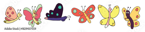 cartoon butterfly vector set 