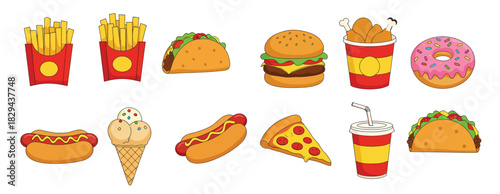 delicious fast food collection assortment of treats