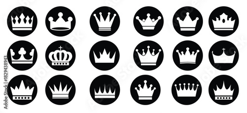 crowns icons set royal crown illustration symbol 