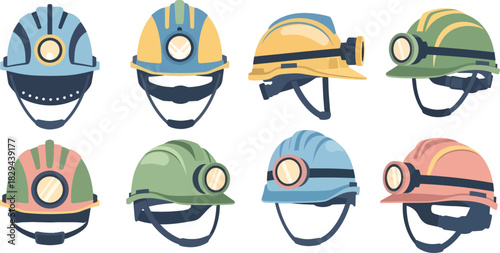 Colorful Firefighter Helmets Set with Lights and Visors for Safety Equipment