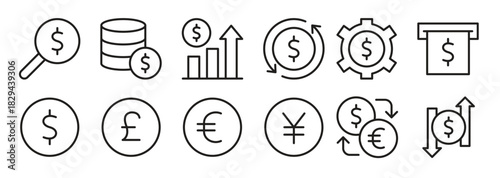 currency icon set contains such icons as graph exchange