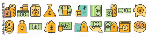 dollar money icons set