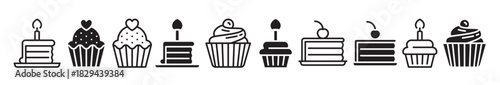 cupcake icon set simple set of cupcake icons for web design