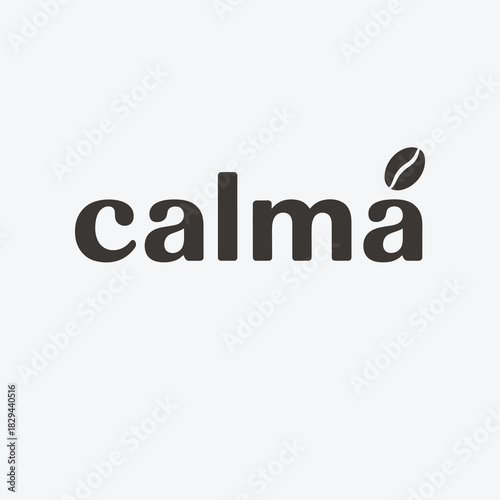 calmá abstract flowing wave logo, muted beige typography vector icon for spa, wellness, beauty, or relaxation brand.
