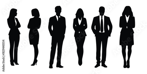 dynamic silhouettes of business people in various versatile