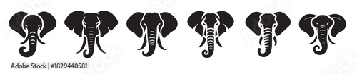elephant head silhouette logo icon isolated on white