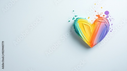 heart rainbow A colorful, painted heart with rainbow stripes, cheerful and bright, on a white background.