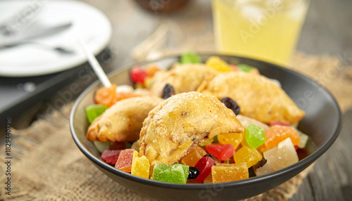 Fried Dumplings With Candied Fruits