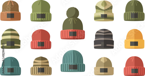 Colorful Knit Beanies Collection with Various Styles and Colors