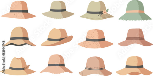 Collection of Stylish Summer Sun Hats in Various Designs and Colors
