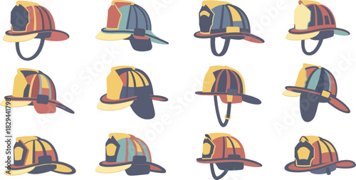 Collection of Colorful Firefighter Helmets with Different Designs