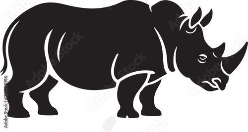 Black Silhouette of a Rhinoceros