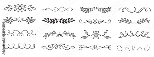 Set of decorative dividers with floral and leaf motifs