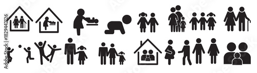  family vector icon set relatives illustration sign