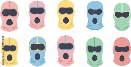 Colorful Ski Masks Set in Pastel Colors for Winter Sports and Costume Wear