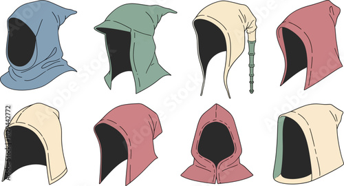 Collection of Colorful Hooded Cloaks in Various Styles and Colors