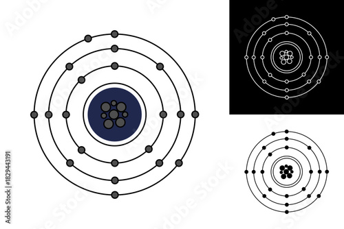 Concentric Circles Illustrating the Electron Shells of an Atom, with a Central Nucleus in a Scientific Diagram, Representing Atomic Structure and Energy Levels