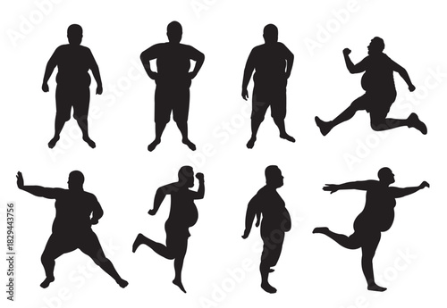 set of fat guy silhouettes 