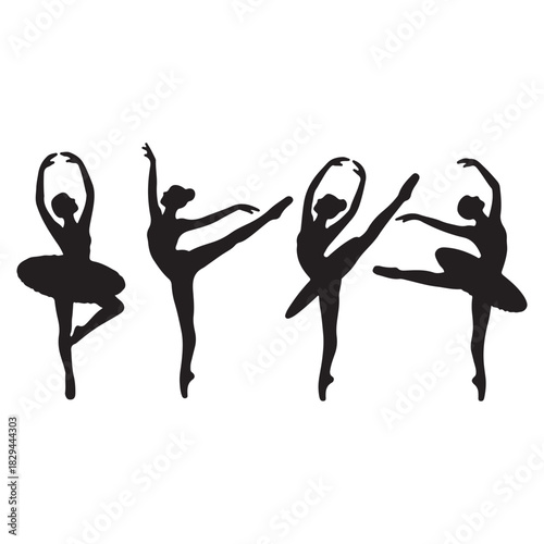 Ballet dancers silhouettes in various poses art