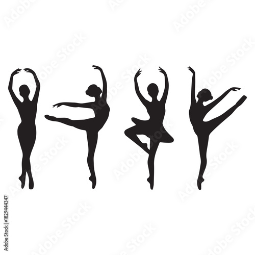 Ballet Dancers Silhouettes Set in Various Poses