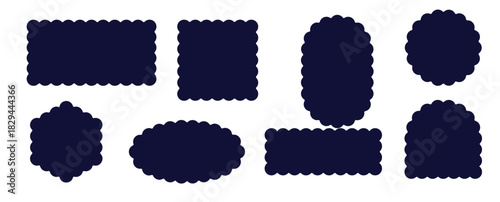 set of rectangular round oval and square scalloped frames