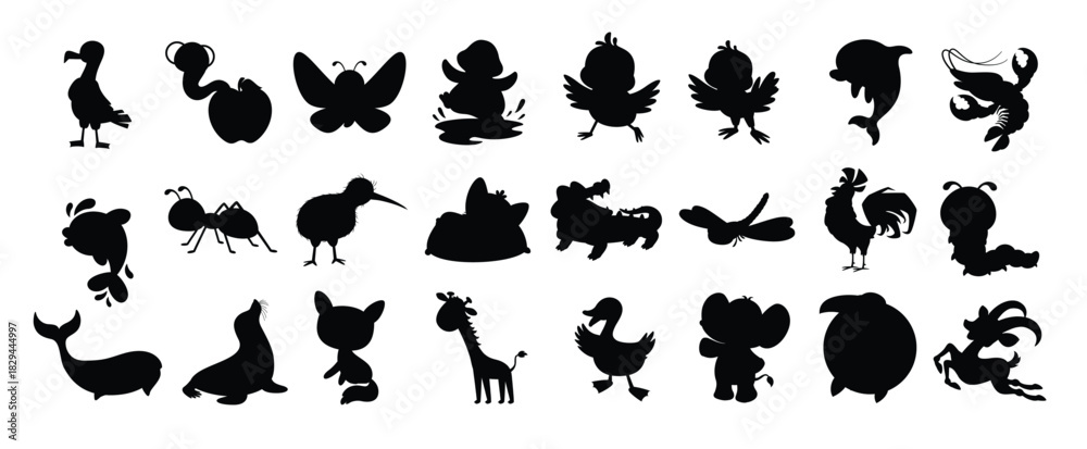 Naklejka premium set of cute cartoon animals