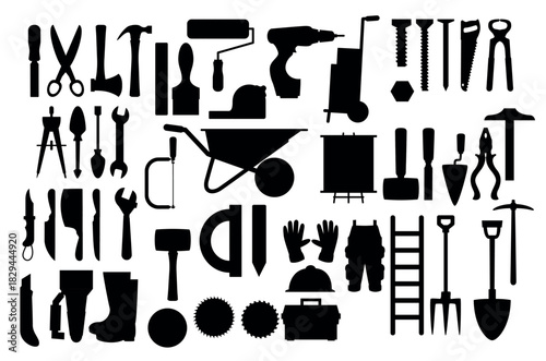 set of various construction tools