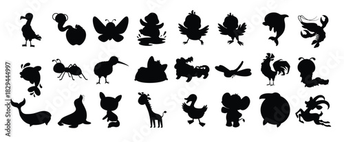 set of cute cartoon animals