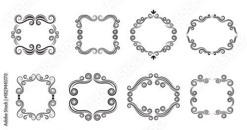 set of scrollwork cartouche vector