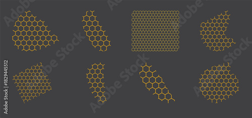  set of honeycomb abstract shape hexagonal elements