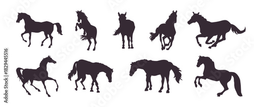 set of horse silhouettes