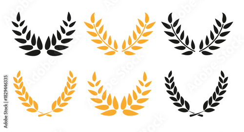 set of laurel wreath floral heraldic element vector illustration