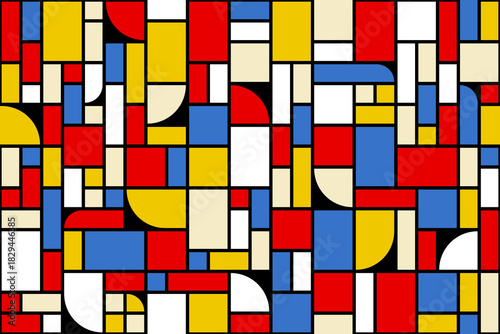 Colorful geometric abstract pattern with circles and ovals, seamless vector illustration in retro colors, abstract shapes design , perfect for textiles, wallpapers, packaging, or graphic design.