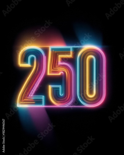 Vibrant Neon Numbers in Bold Design with a Dark Background