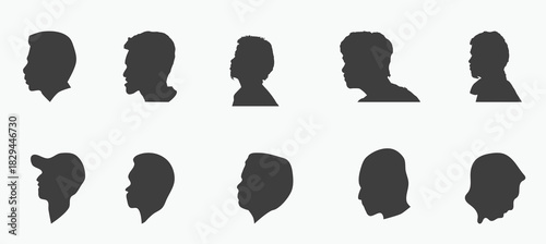 set of man head silhouette