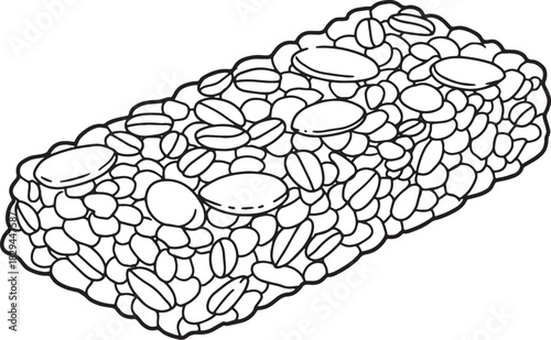 Detailed line art depiction of a wholesome almond granola bar tr