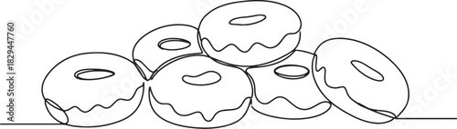 Continuous Line Drawing: A Stack of Tempting Mini Donuts, Simple