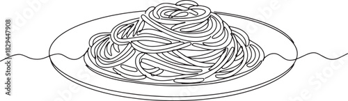 Minimalist Spaghetti Line Art Illustration on a White Background