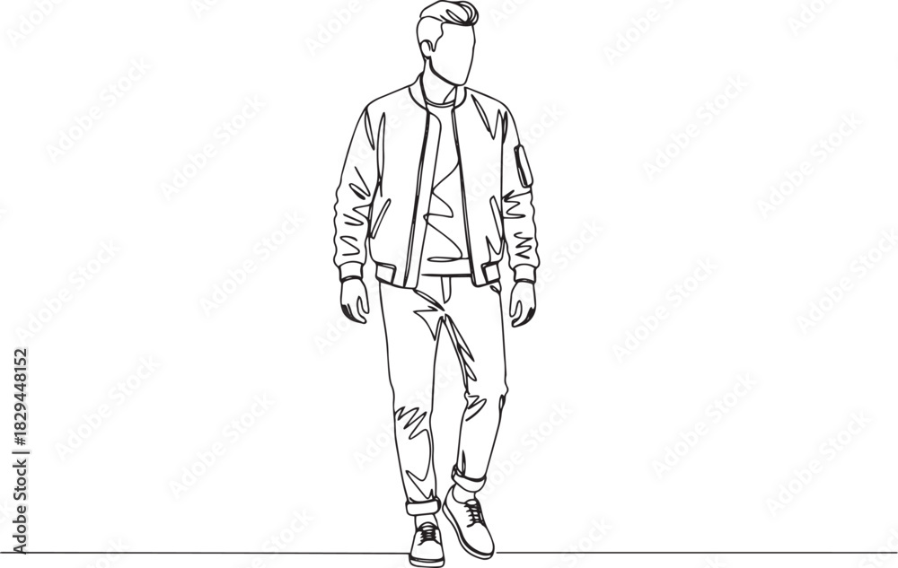 custom made wallpaper toronto digitalContinuous line drawing of a man wearing casual outfits, minimal