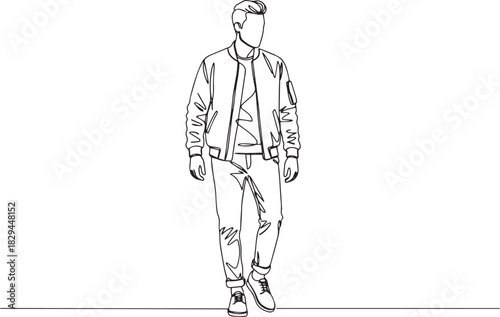 Wallpaper Mural Continuous line drawing of a man wearing casual outfits, minimal Torontodigital.ca