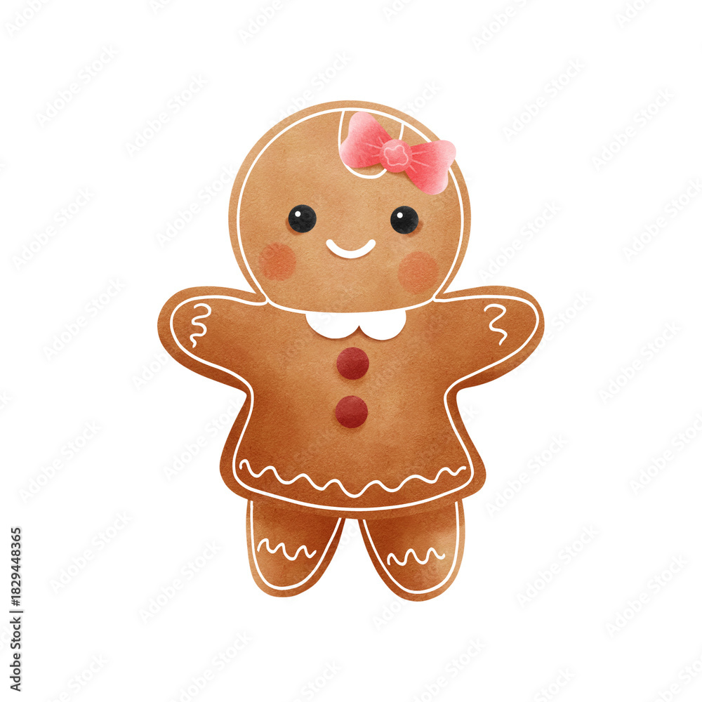 Obraz premium Watercolor cookie PNG with warm tones and transparent background, cute and perfect for food design, cards, and decoration.