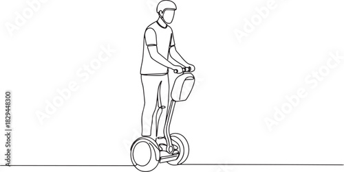 Single line drawing showcasing a person enjoying an electric sel