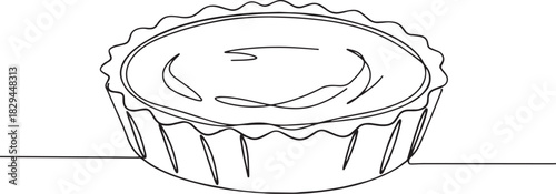 Minimalist cheesecake tart illustration with flowing outline and